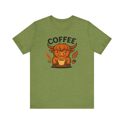 Coffee Lover’s Unisex Tee | Cute Cow Design | Perfect for Casual Gatherings, Birthdays, Coffee Lovers, Gifts
