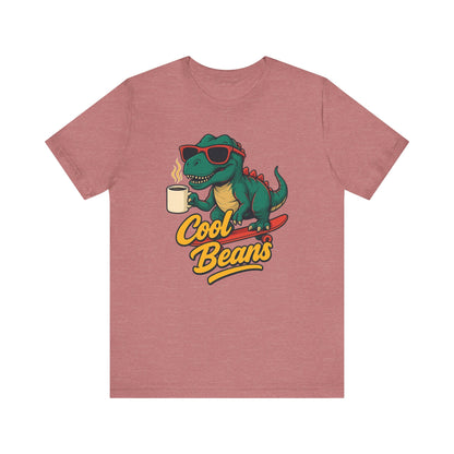 Cool Beans Dino Tee, Fun T-Shirt for Dinosaur Lovers, Casual Wear, Unique Gift Idea for Birthdays, Coffee Enthusiast Gift