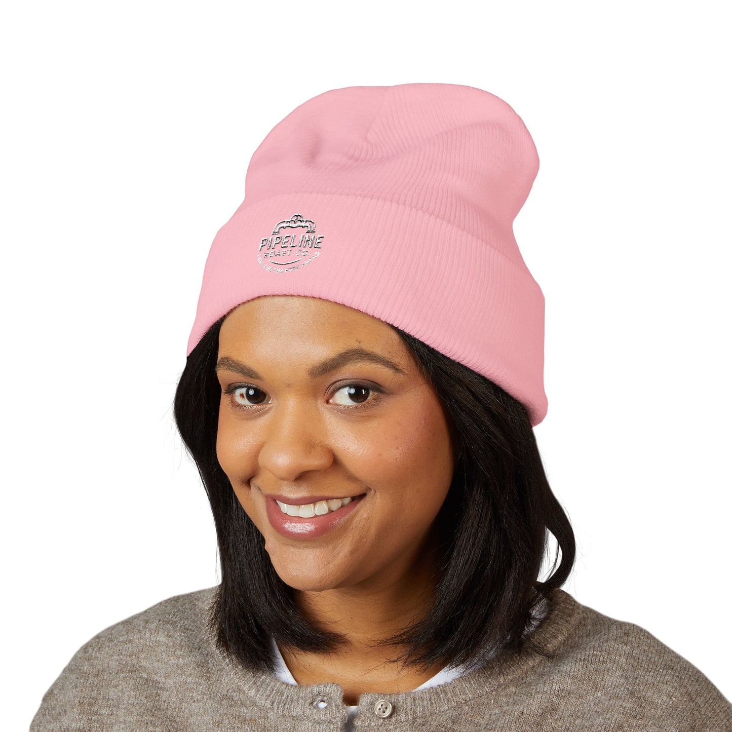 Pipeline Roast Co. Classic Cuffed Beanie – Warm Knit Hat with Embroidered Logo (Unisex)