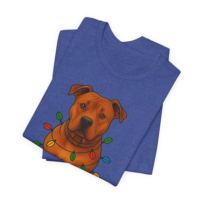 Festive Dog Lover Tee, Holiday T-Shirt, Pet Owner Gift, Christmas Apparel, Unisex Short Sleeve Shirt, Cute Dog Shirt