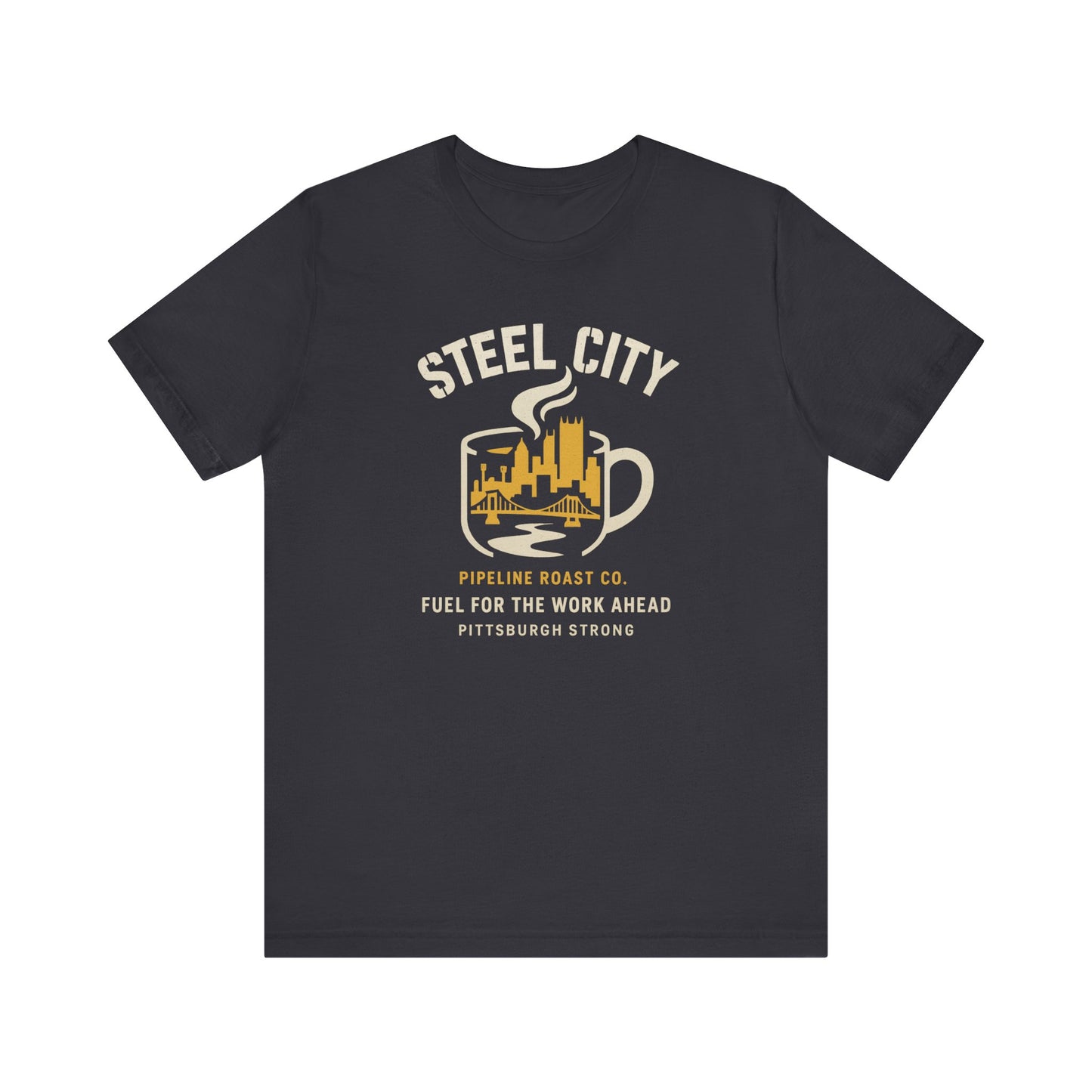 Pittsburgh Strong Coffee Tee, Short Sleeve Shirt, Unisex Graphic T-Shirt, Casual Wear, Gift for Coffee Lovers, Pittsburgh Pride