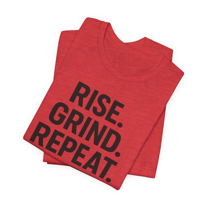 Coffee Lover's Unisex Tee - Rise. Grind. Repeat. | Casual Wear, Motivational Gift, Gym Shirt, Coffee Enthusiast Apparel, Everyday Comfort