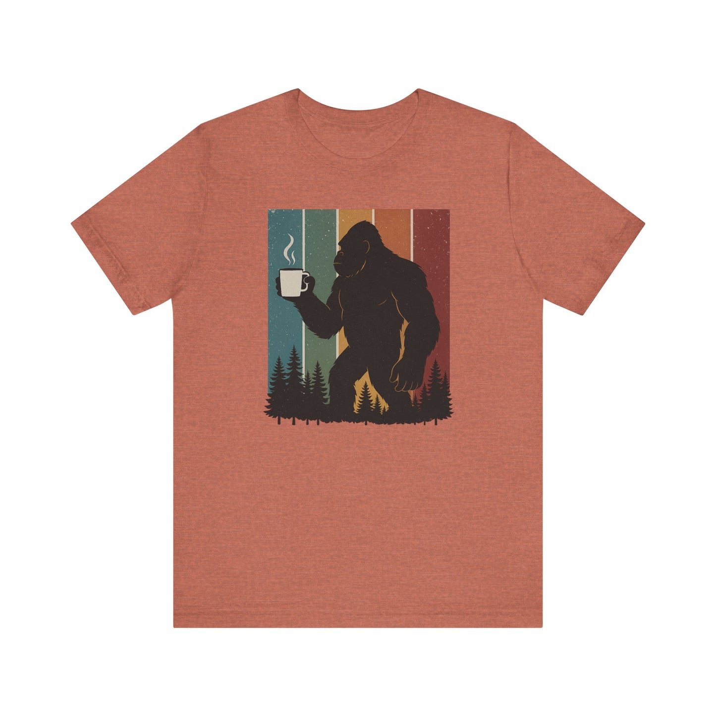 Bigfoot Coffee Lover Shirt – Retro Sasquatch Tee, Funny Outdoor & Nature Gift for Coffee Fans