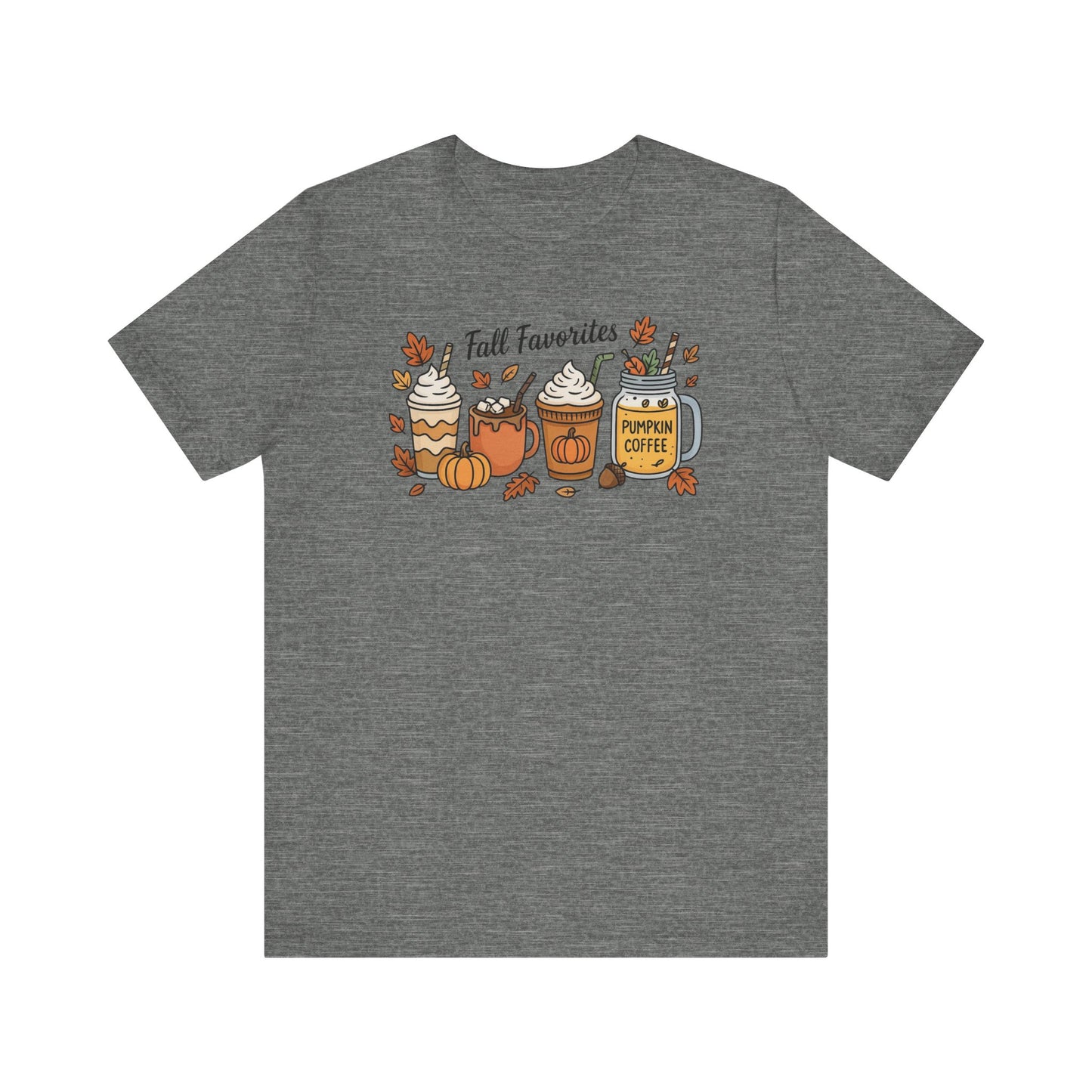 Cozy Fall Favorites Tee | Autumn Shirt, Pumpkin Coffee Top, Unisex Fall T-Shirt, Gift for Coffee Lovers, Seasonal Apparel