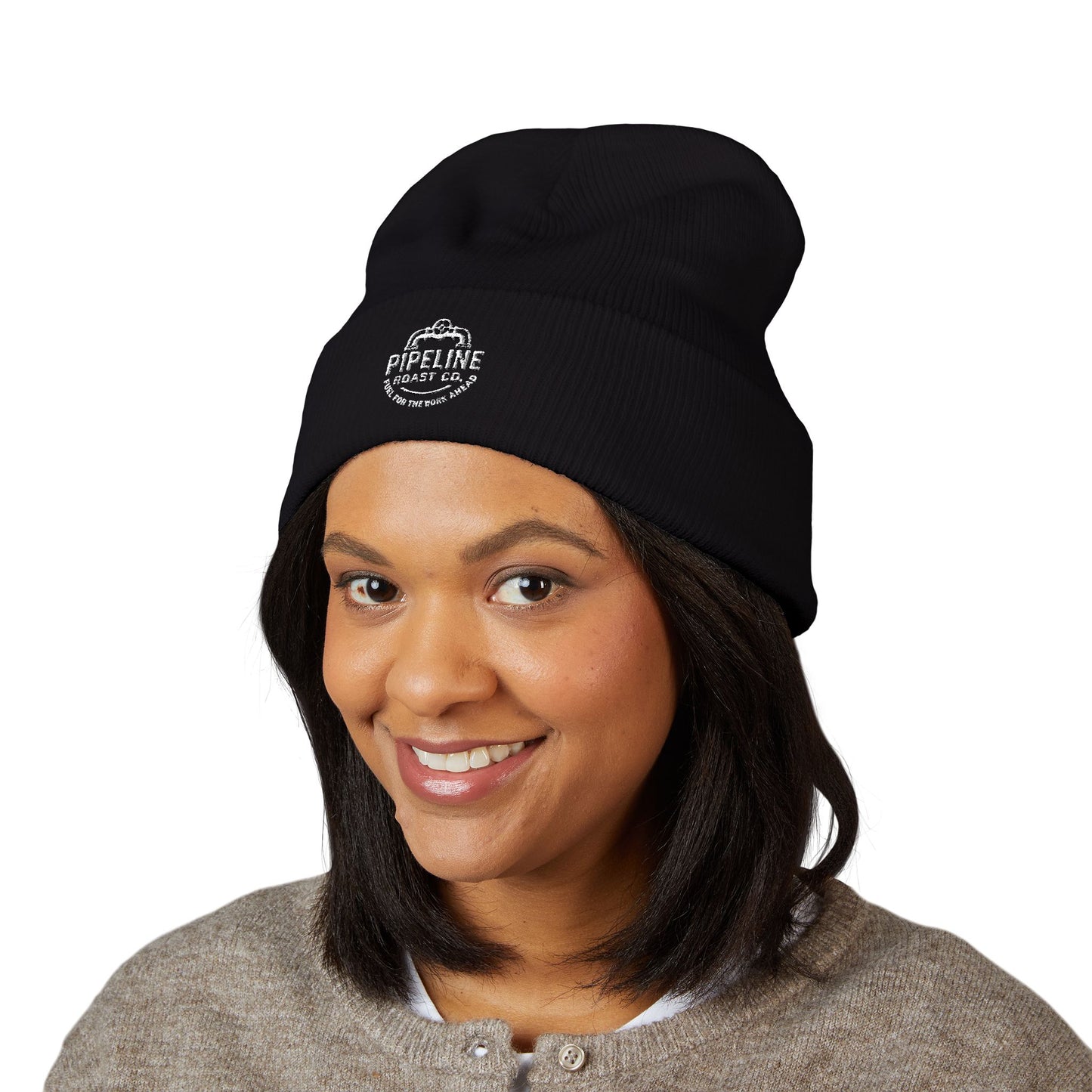 Pipeline Roast Co. Classic Cuffed Beanie – Warm Knit Hat with Embroidered Logo (Unisex)