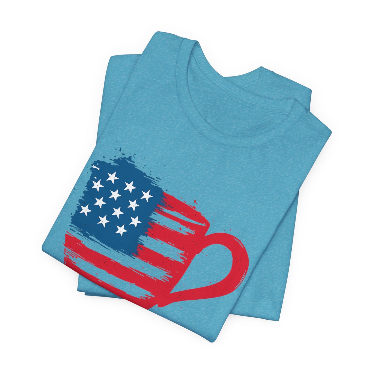 Patriotic Coffee Lover's Tee, Unisex Shirt, Independence Day Apparel, Gift for Barista, American Flag Tee, Casual Wear