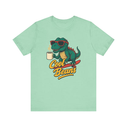 Cool Beans Dino Tee, Fun T-Shirt for Dinosaur Lovers, Casual Wear, Unique Gift Idea for Birthdays, Coffee Enthusiast Gift