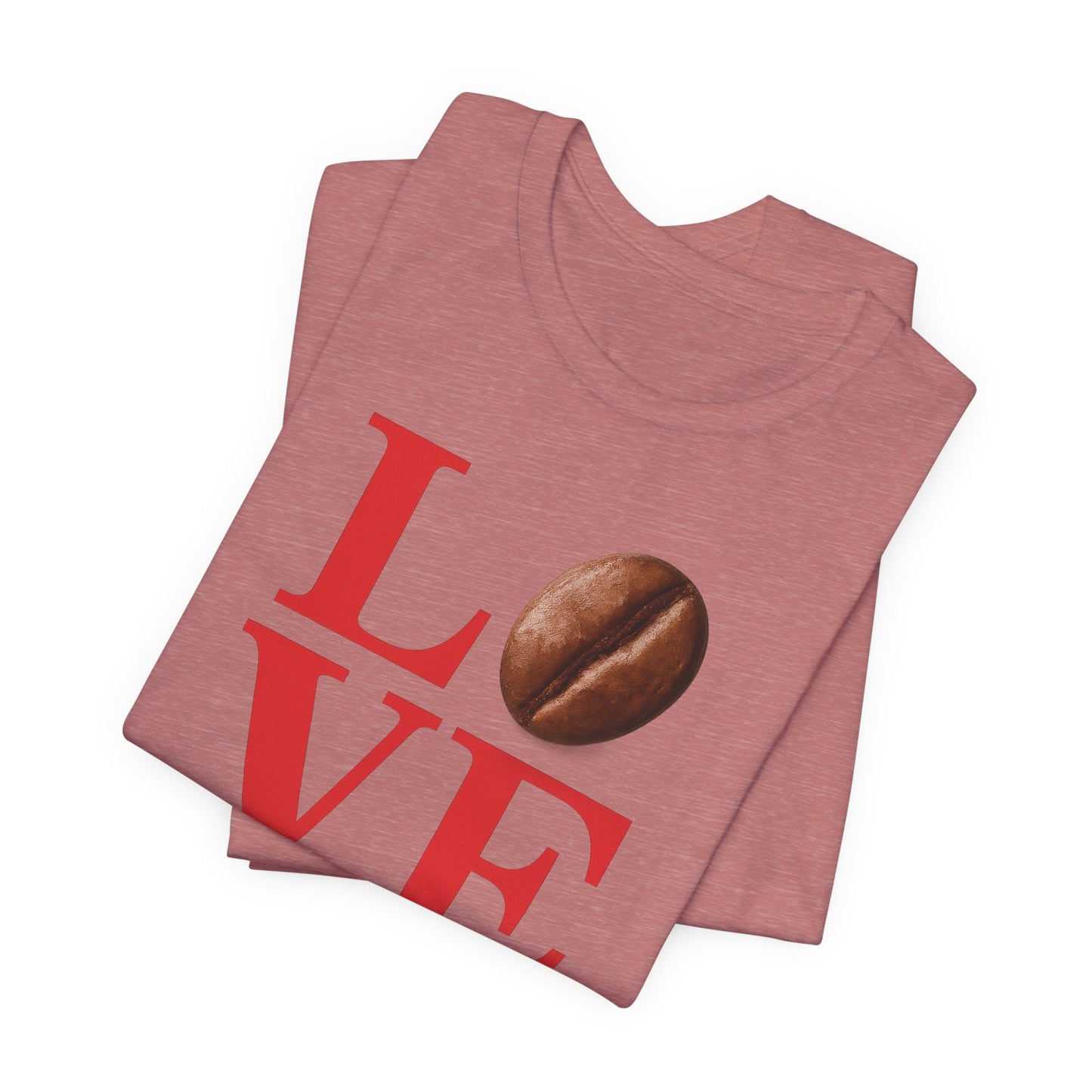 Pipeline Roast Co. LOVE Coffee Bean T-Shirt – Unisex Jersey Short Sleeve Tee for Coffee Lovers