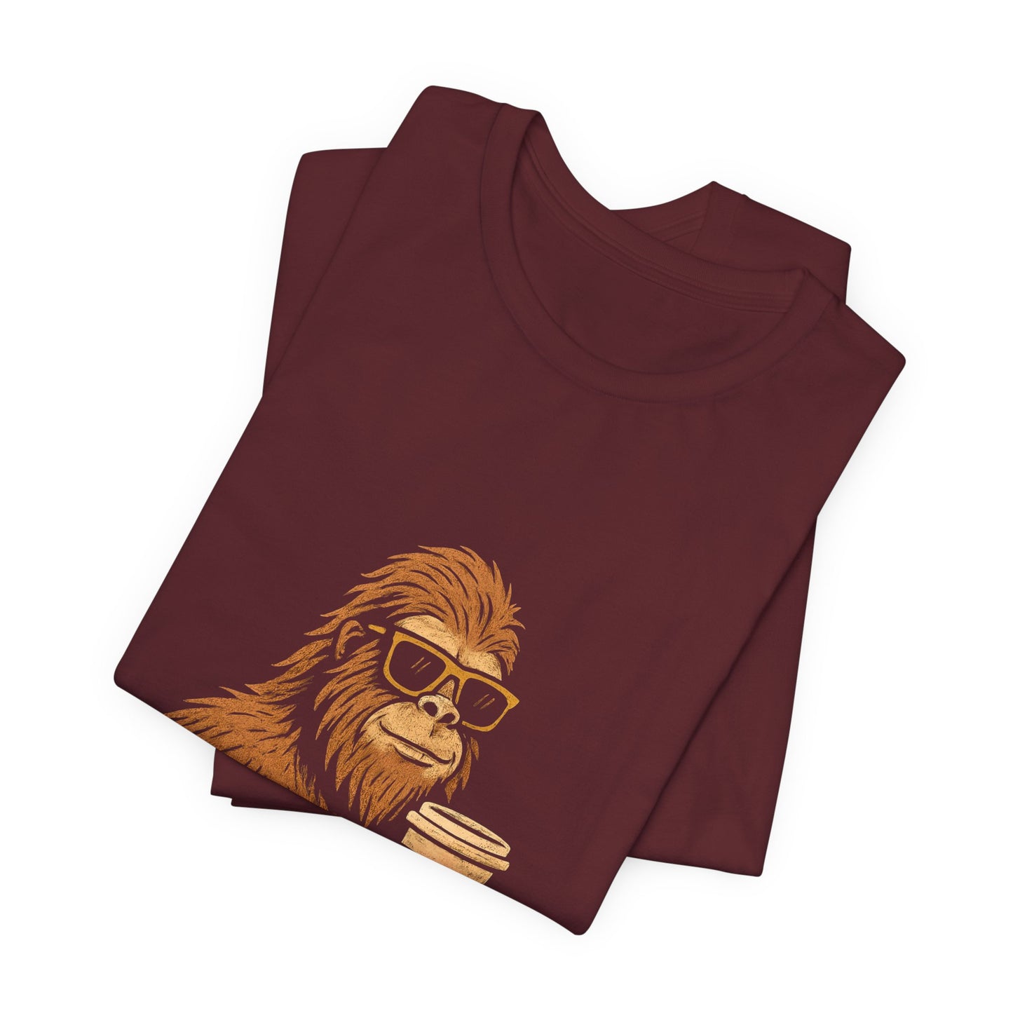 Bigfoot Drinking Coffee T-Shirt – Funny Sasquatch Coffee Tee for Coffee Lovers