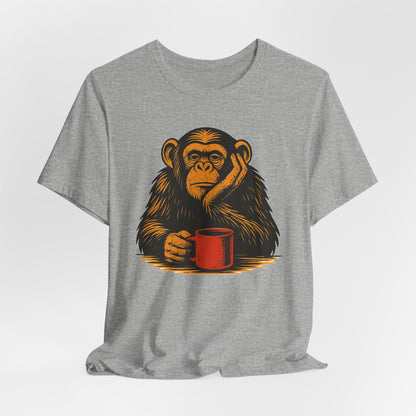 Charming Chimpanzee Coffee Tee, Relaxed Vibes, Gift for Animal Lovers, Everyday Comfort, Perfect for Coffee Lovers