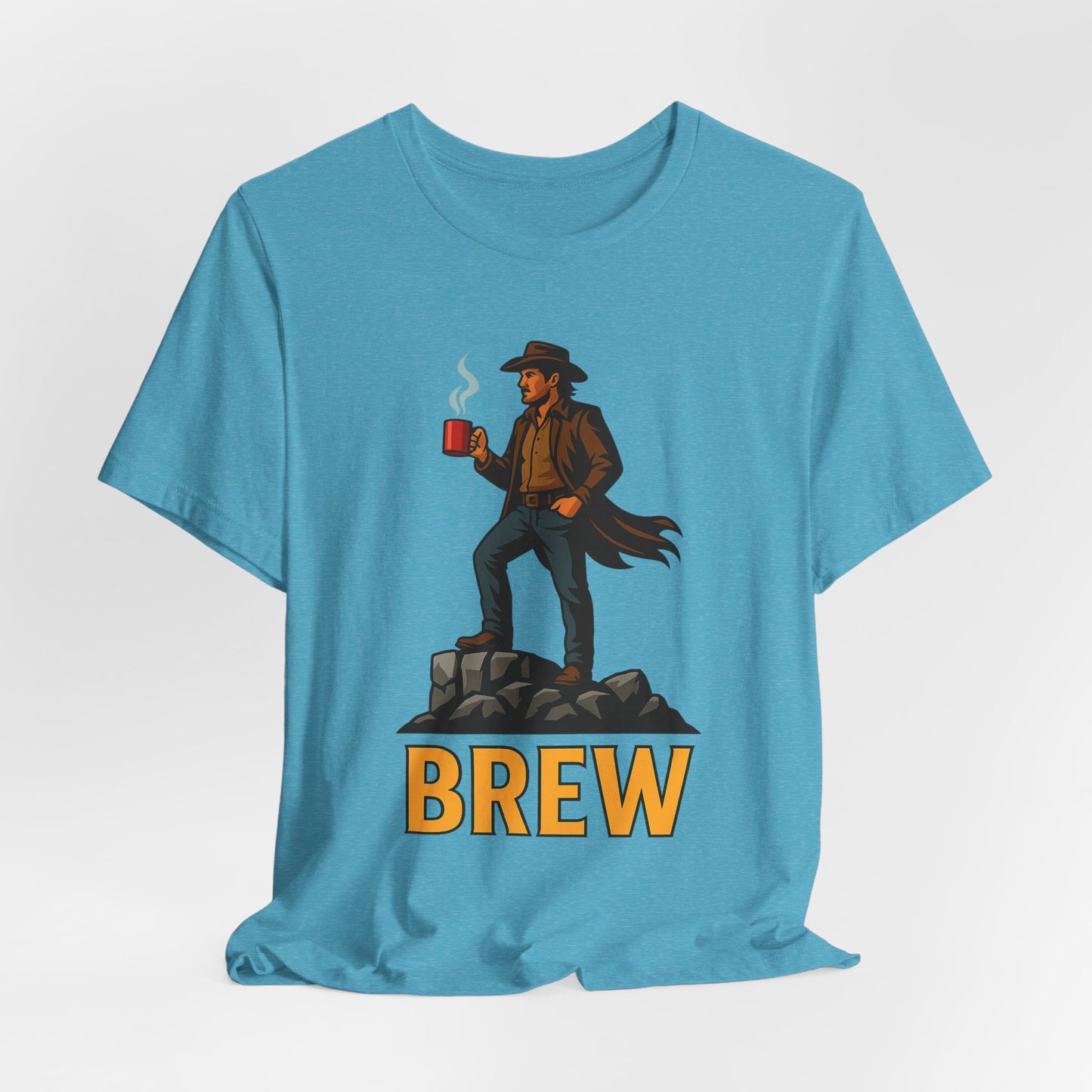Brew Adventure Tee: Vintage Graphic Unisex Shirt, Coffee Lover Gift, Casual Wear, Hiking Apparel, Men's & Women's Fashion