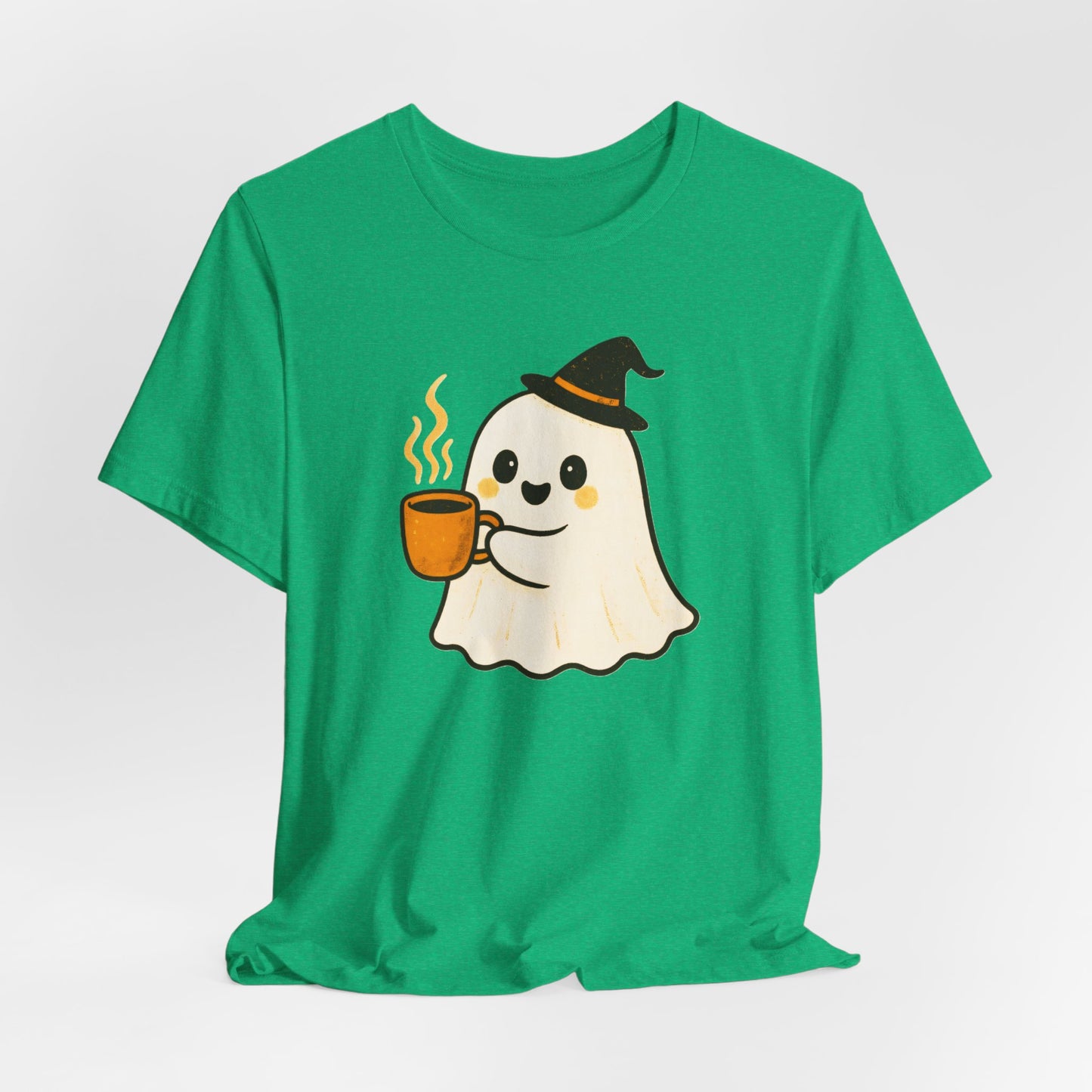 Cute Ghost Coffee Tee, Unisex Halloween Shirt, Funny Pumpkin Spice T-Shirt, Fall Fashion Top, Holiday Gift Idea