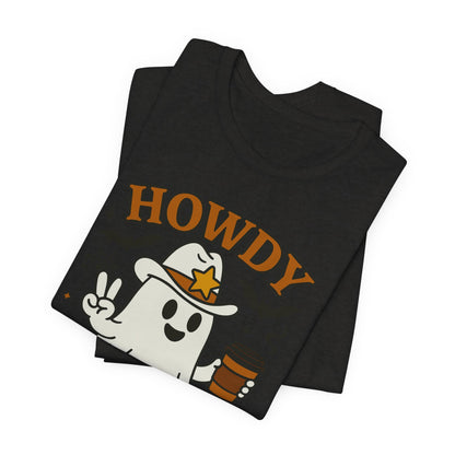 Howdy Boo Ghost Tee, Unisex Halloween T-Shirt, Funny Graphic Tee, Halloween Costume Shirt, Spooky Season Apparel
