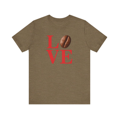 Pipeline Roast Co. LOVE Coffee Bean T-Shirt – Unisex Jersey Short Sleeve Tee for Coffee Lovers