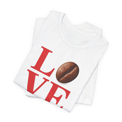 Pipeline Roast Co. LOVE Coffee Bean T-Shirt – Unisex Jersey Short Sleeve Tee for Coffee Lovers