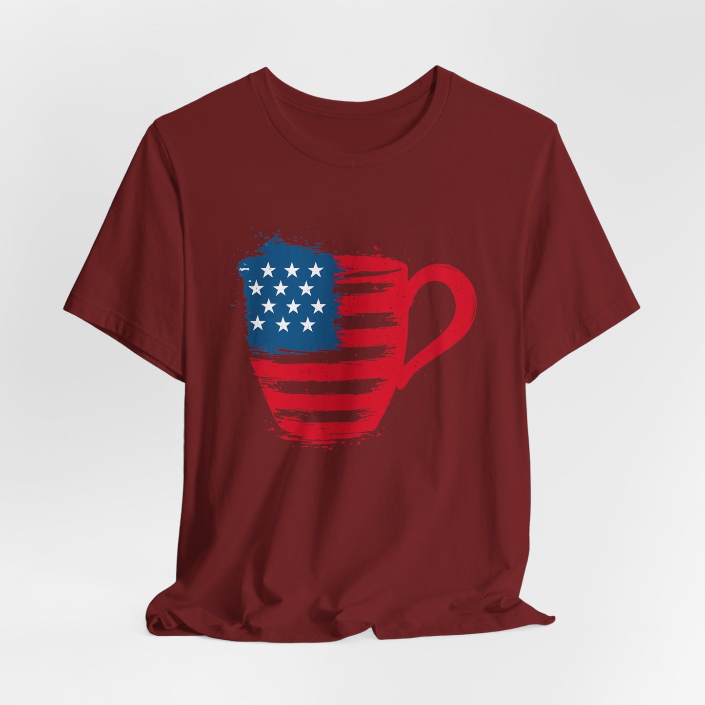 Patriotic Coffee Lover's Tee, Unisex Shirt, Independence Day Apparel, Gift for Barista, American Flag Tee, Casual Wear