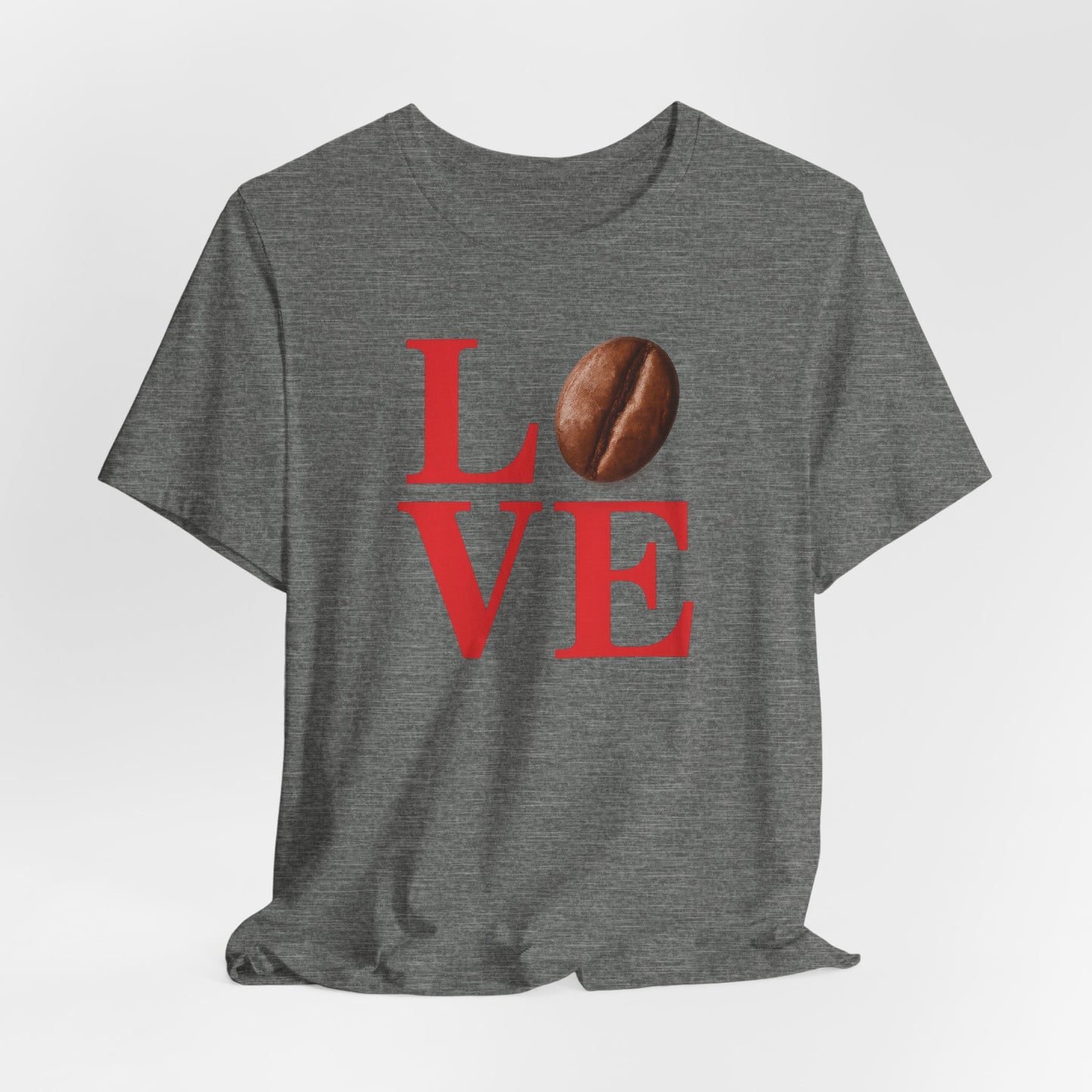 Pipeline Roast Co. LOVE Coffee Bean T-Shirt – Unisex Jersey Short Sleeve Tee for Coffee Lovers