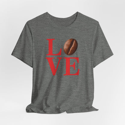 Pipeline Roast Co. LOVE Coffee Bean T-Shirt – Unisex Jersey Short Sleeve Tee for Coffee Lovers