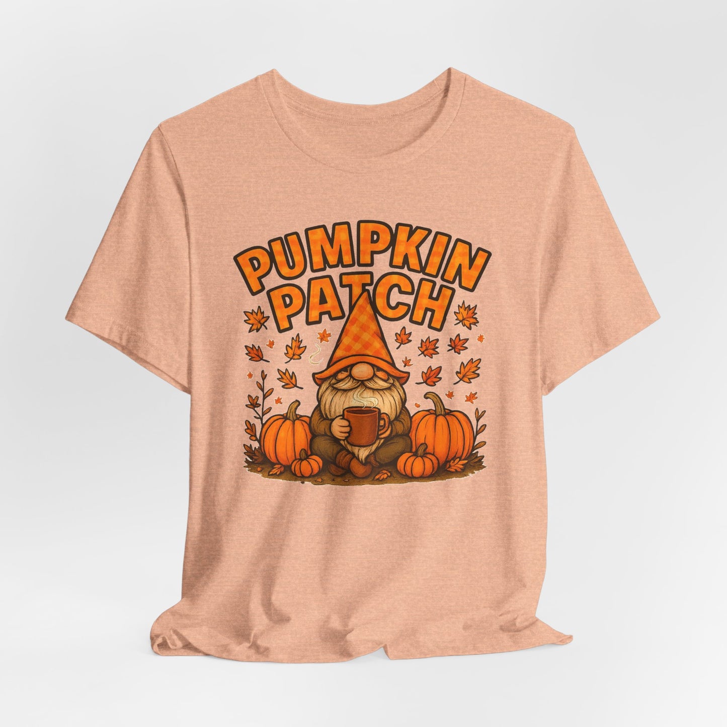 Fall Pumpkin Patch Tee, Cozy Autumn T-Shirt, Seasonal Gnome Shirt, Halloween Fun Apparel, Graphic Tee for Nature Lovers