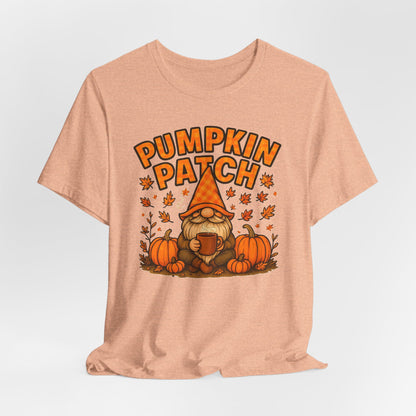 Fall Pumpkin Patch Tee, Cozy Autumn T-Shirt, Seasonal Gnome Shirt, Halloween Fun Apparel, Graphic Tee for Nature Lovers