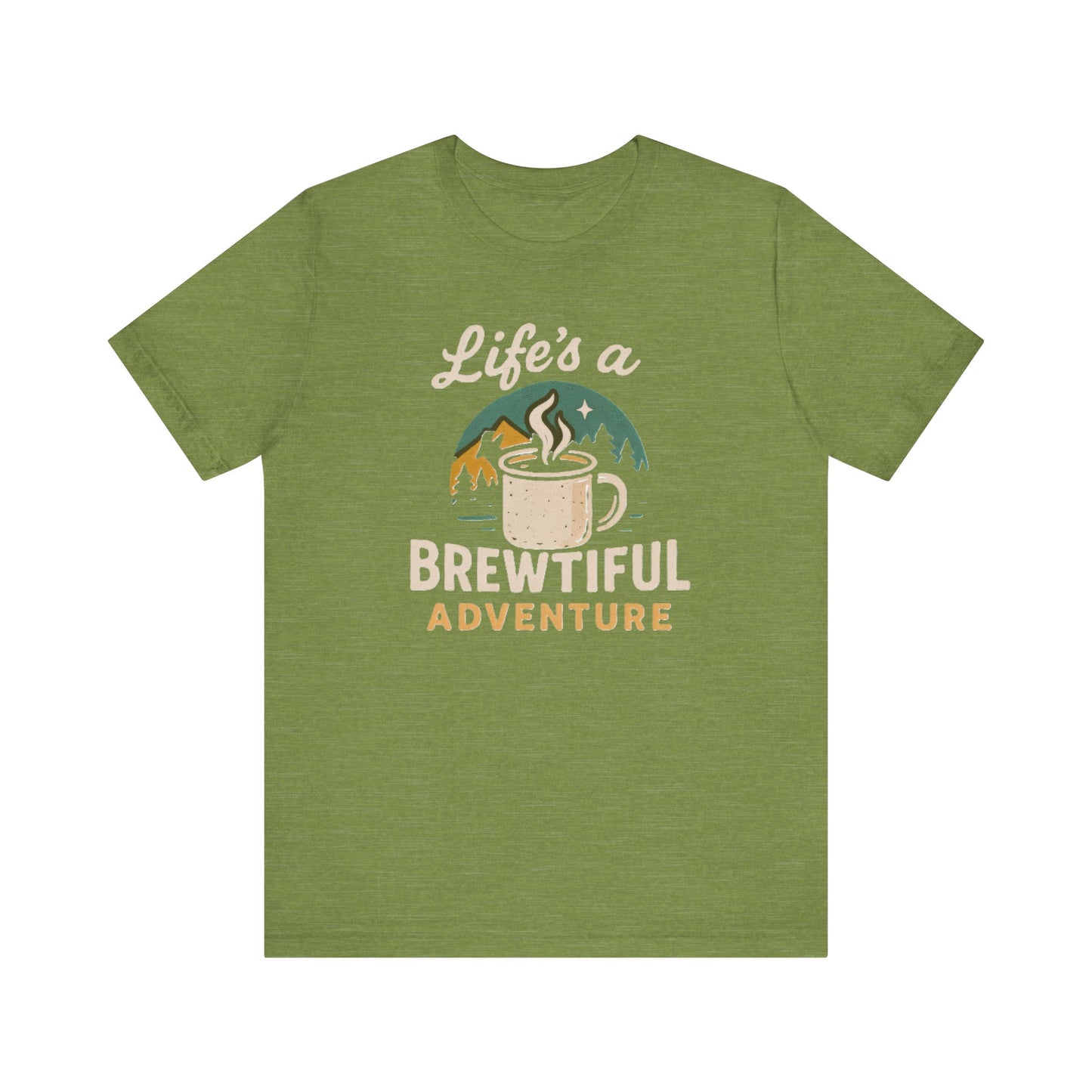 Brewtiful Adventure Tee - Unisex Short Sleeve T-Shirt, Coffee Lover Gift, Hiking Apparel, Adventure Shirt, Travel Outfit