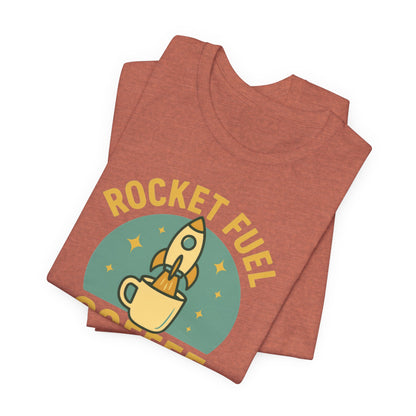 Coffee Lover's Unisex Tee, Rocket Fuel Coffee Shirt, Morning Boost Tee, Barista Gift, Casual Coffee Shirt