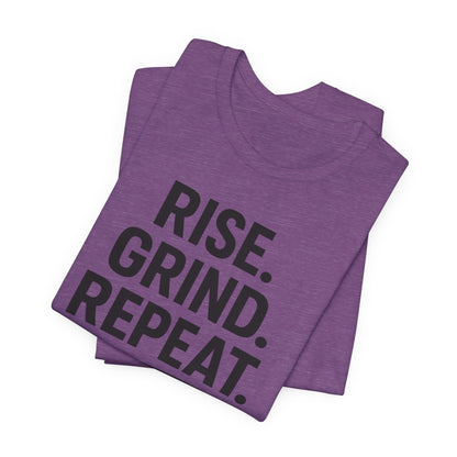 Coffee Lover's Unisex Tee - Rise. Grind. Repeat. | Casual Wear, Motivational Gift, Gym Shirt, Coffee Enthusiast Apparel, Everyday Comfort