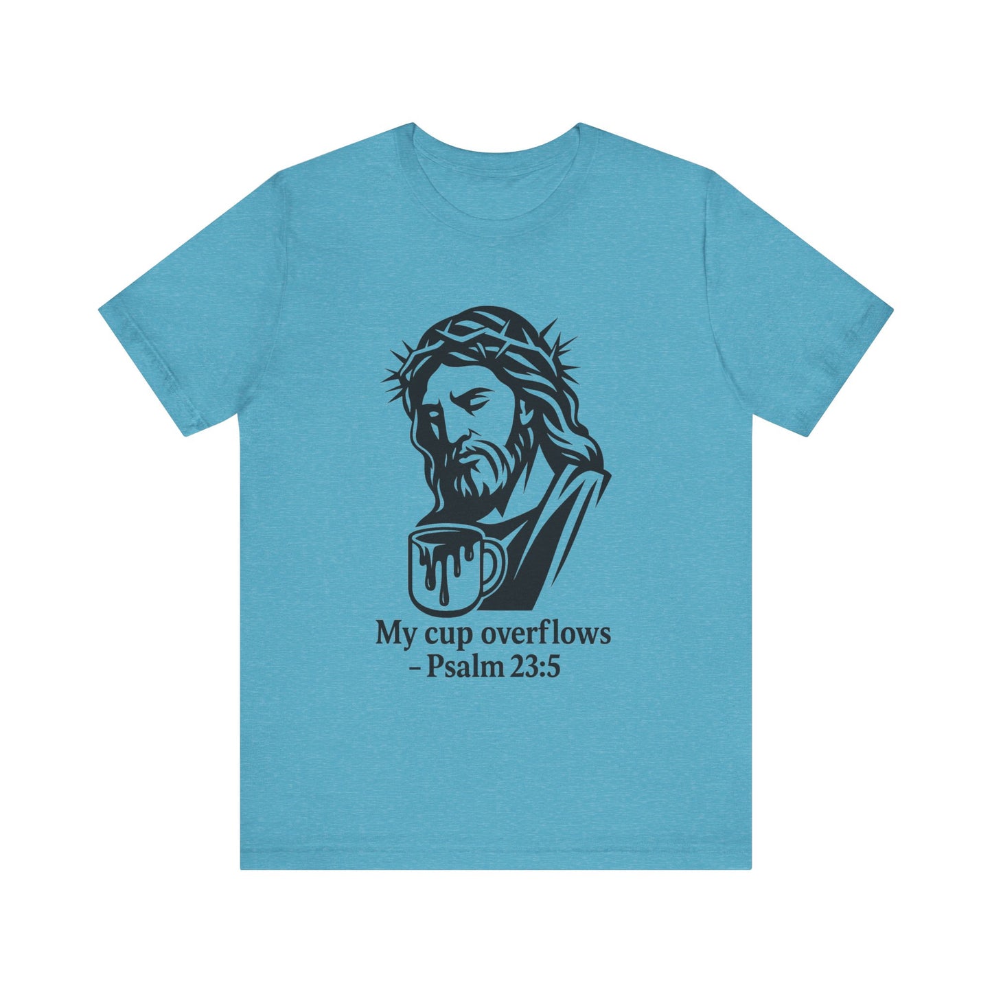 Faith Bible Verse Graphic Tee – Inspirational Psalm 23:5 Shirt, Crown of Thorns Design