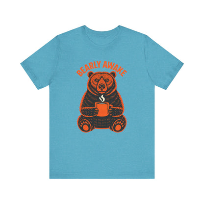 Coffee Lover Bear Tee, Cozy Casual T-Shirt, Perfect Gift for Coffee Enthusiasts, Daily Wear, Bearly Awake Design