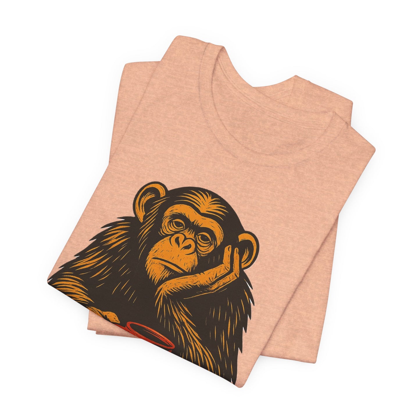 Charming Chimpanzee Coffee Tee, Relaxed Vibes, Gift for Animal Lovers, Everyday Comfort, Perfect for Coffee Lovers