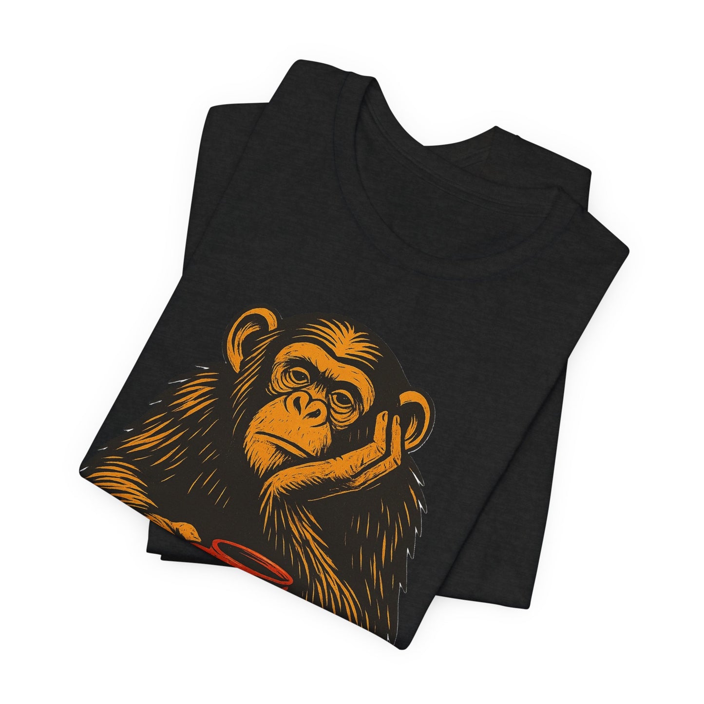 Charming Chimpanzee Coffee Tee, Relaxed Vibes, Gift for Animal Lovers, Everyday Comfort, Perfect for Coffee Lovers