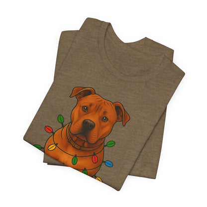Festive Dog Lover Tee, Holiday T-Shirt, Pet Owner Gift, Christmas Apparel, Unisex Short Sleeve Shirt, Cute Dog Shirt