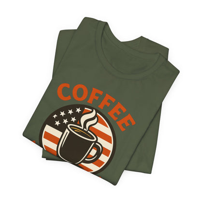 Coffee Lover's Veteran Tee - Unisex Jersey Short Sleeve Tee, Gift for Coffee Lovers, Veteran Appreciation, Casual Wear, Patriot T-Shirt