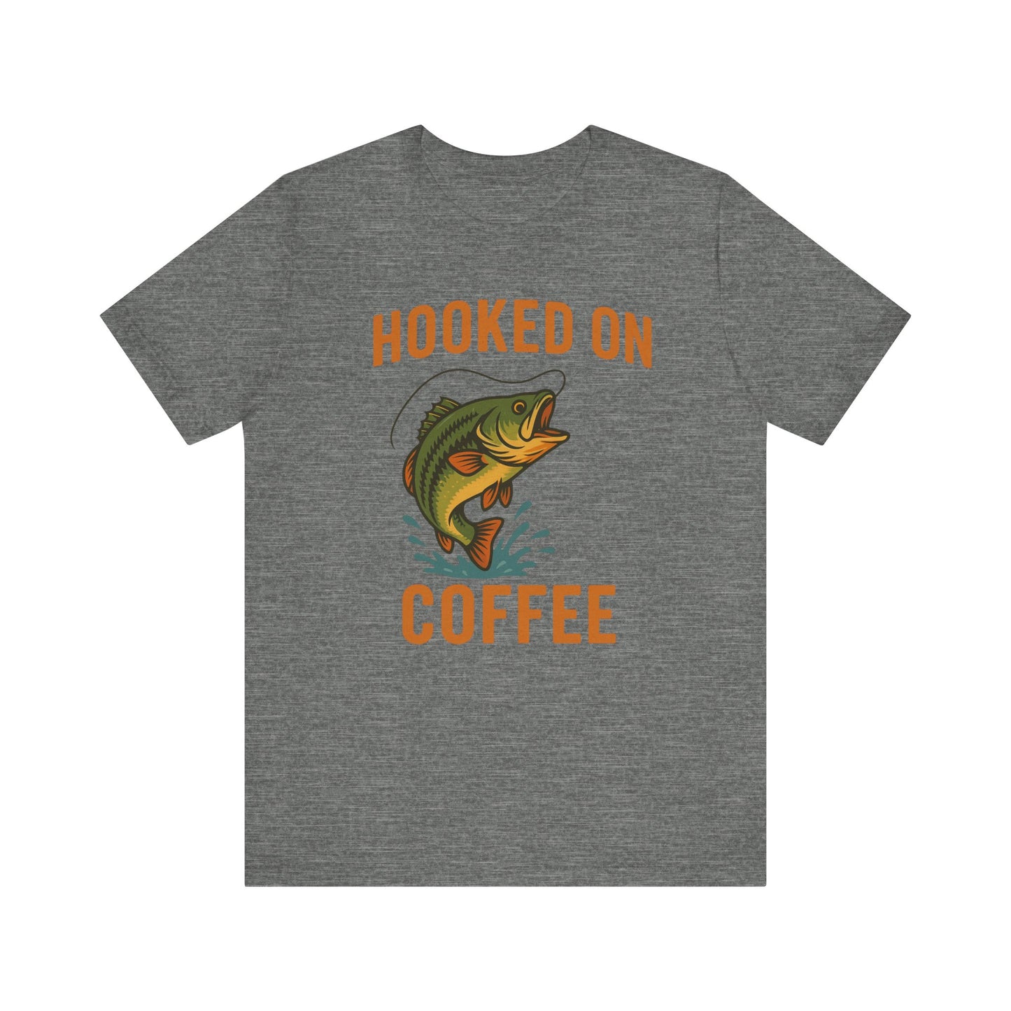 Hooked on Coffee Fishing Tee | Unisex Jersey Short Sleeve T-Shirt, Great for Outdoors, Gifts for Fishermen, Coffee Lovers, Casual Wear