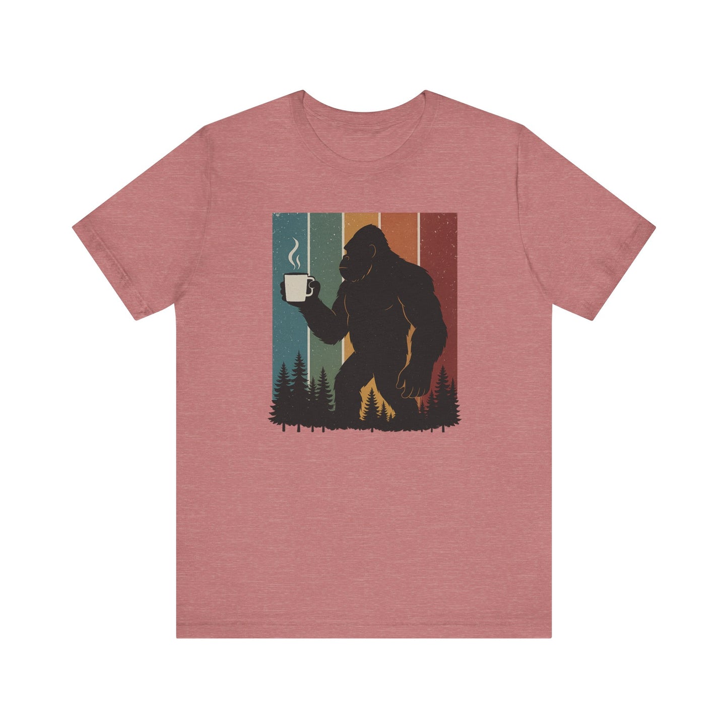 Bigfoot Coffee Lover Shirt – Retro Sasquatch Tee, Funny Outdoor & Nature Gift for Coffee Fans