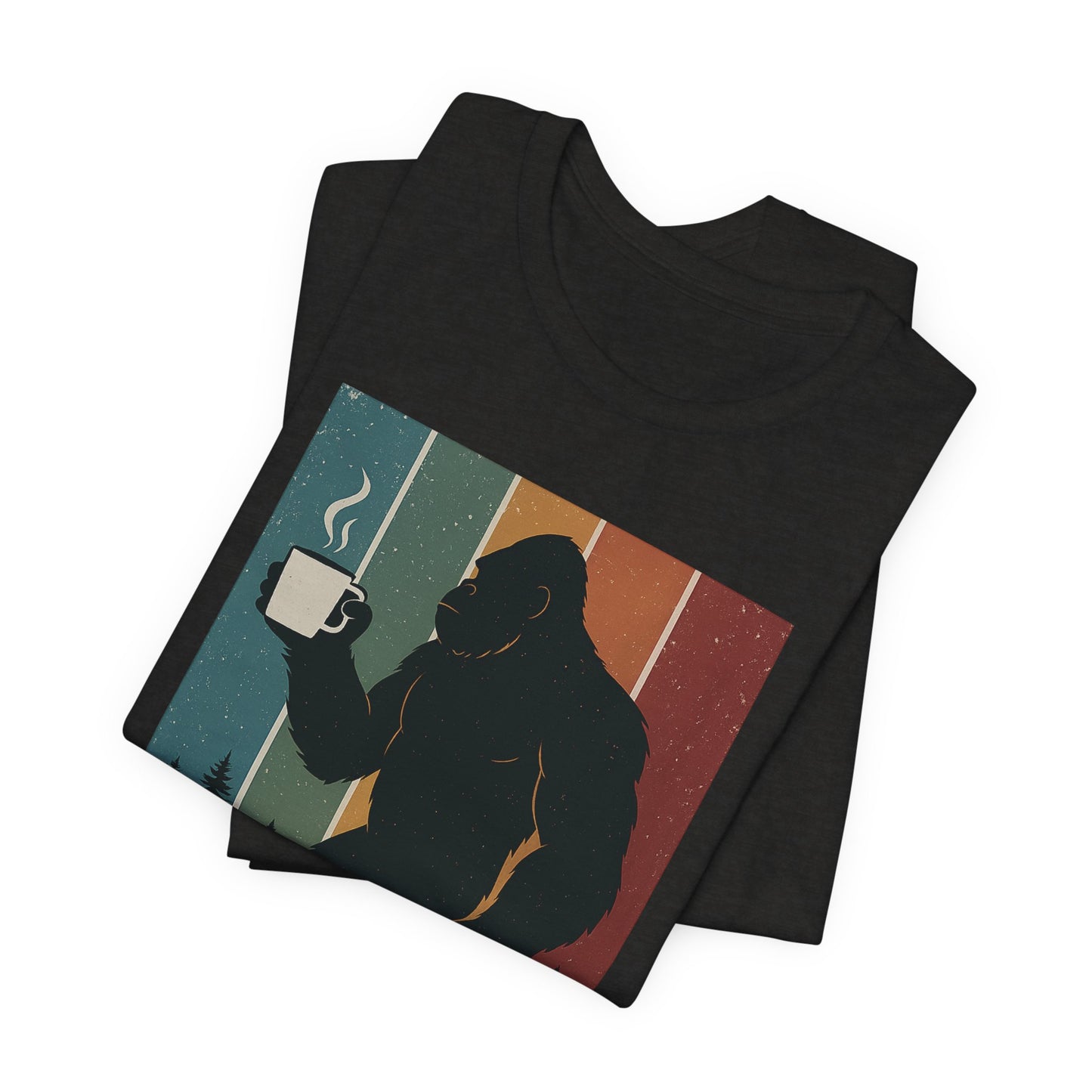 Bigfoot Coffee Lover Shirt – Retro Sasquatch Tee, Funny Outdoor & Nature Gift for Coffee Fans