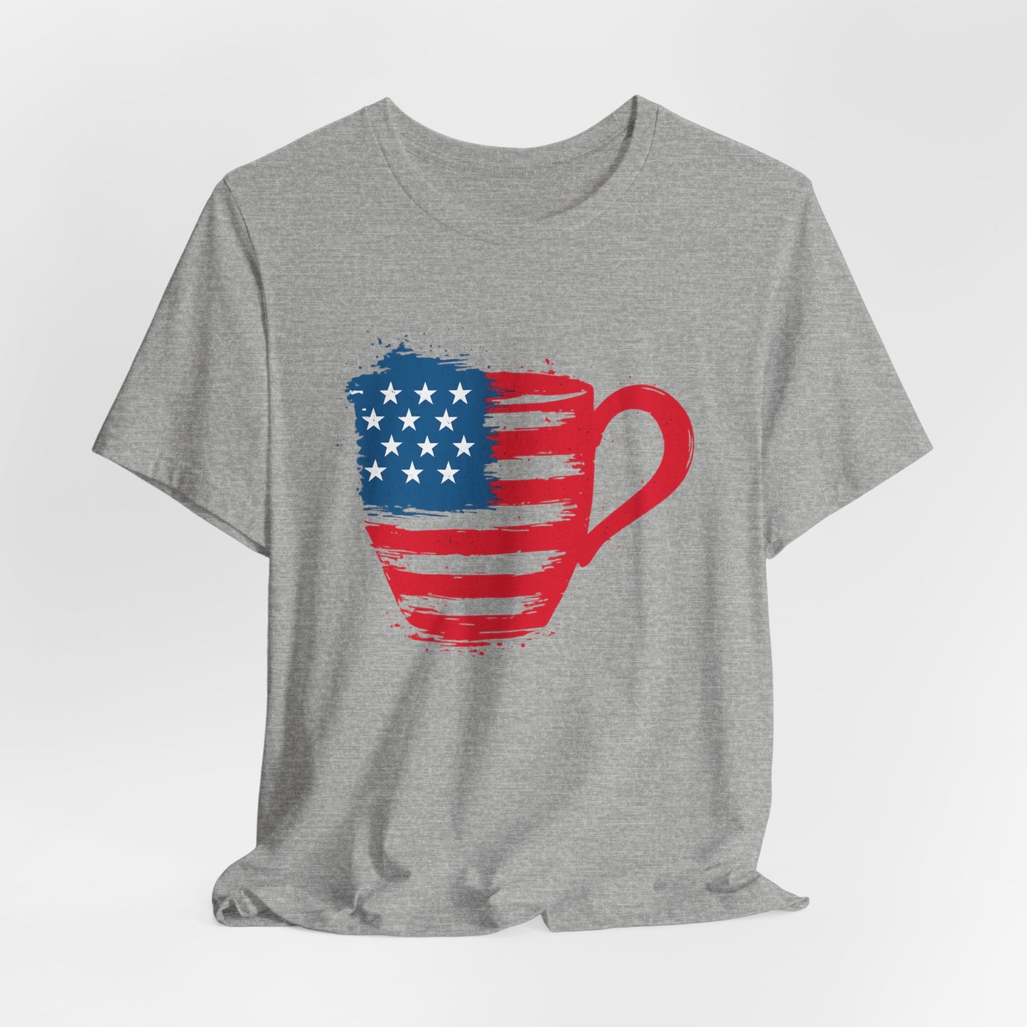 Patriotic Coffee Lover's Tee, Unisex Shirt, Independence Day Apparel, Gift for Barista, American Flag Tee, Casual Wear