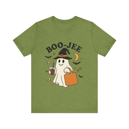 Boo-Jee Coffee Ghost Halloween T-Shirt – Funny Spooky Brew Tee for Coffee Lovers