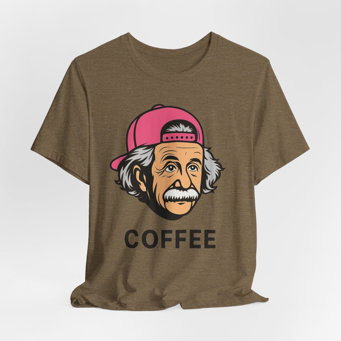 Funny Einstein Coffee Tee, Unisex Short Sleeve Shirt, Great for Coffee Lovers, Gift for Dad, Cute & Quirky Apparel