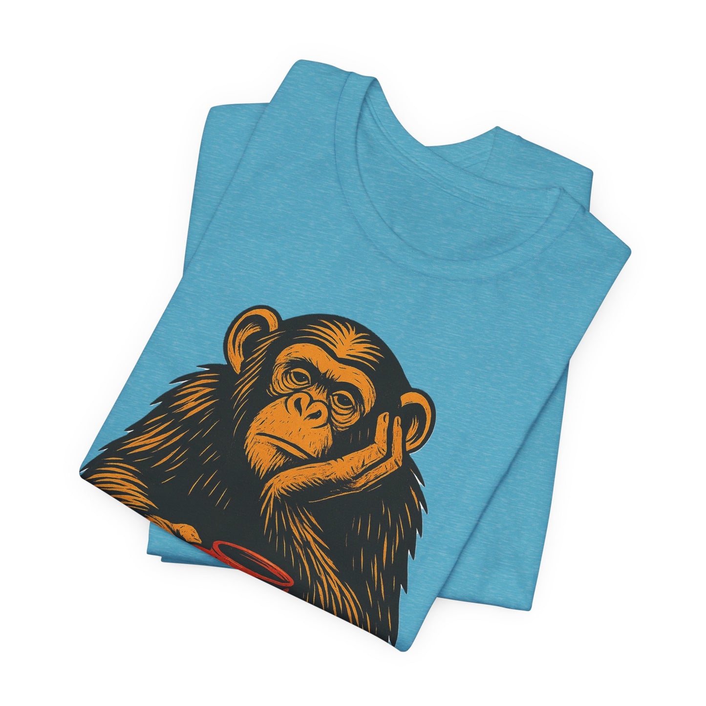 Charming Chimpanzee Coffee Tee, Relaxed Vibes, Gift for Animal Lovers, Everyday Comfort, Perfect for Coffee Lovers