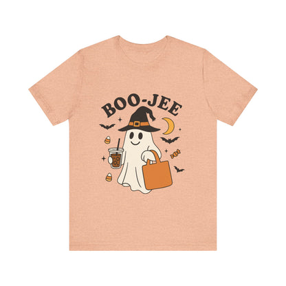 Boo-Jee Coffee Ghost Halloween T-Shirt – Funny Spooky Brew Tee for Coffee Lovers