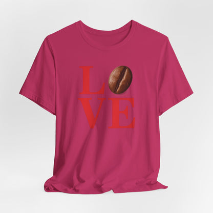 Pipeline Roast Co. LOVE Coffee Bean T-Shirt – Unisex Jersey Short Sleeve Tee for Coffee Lovers