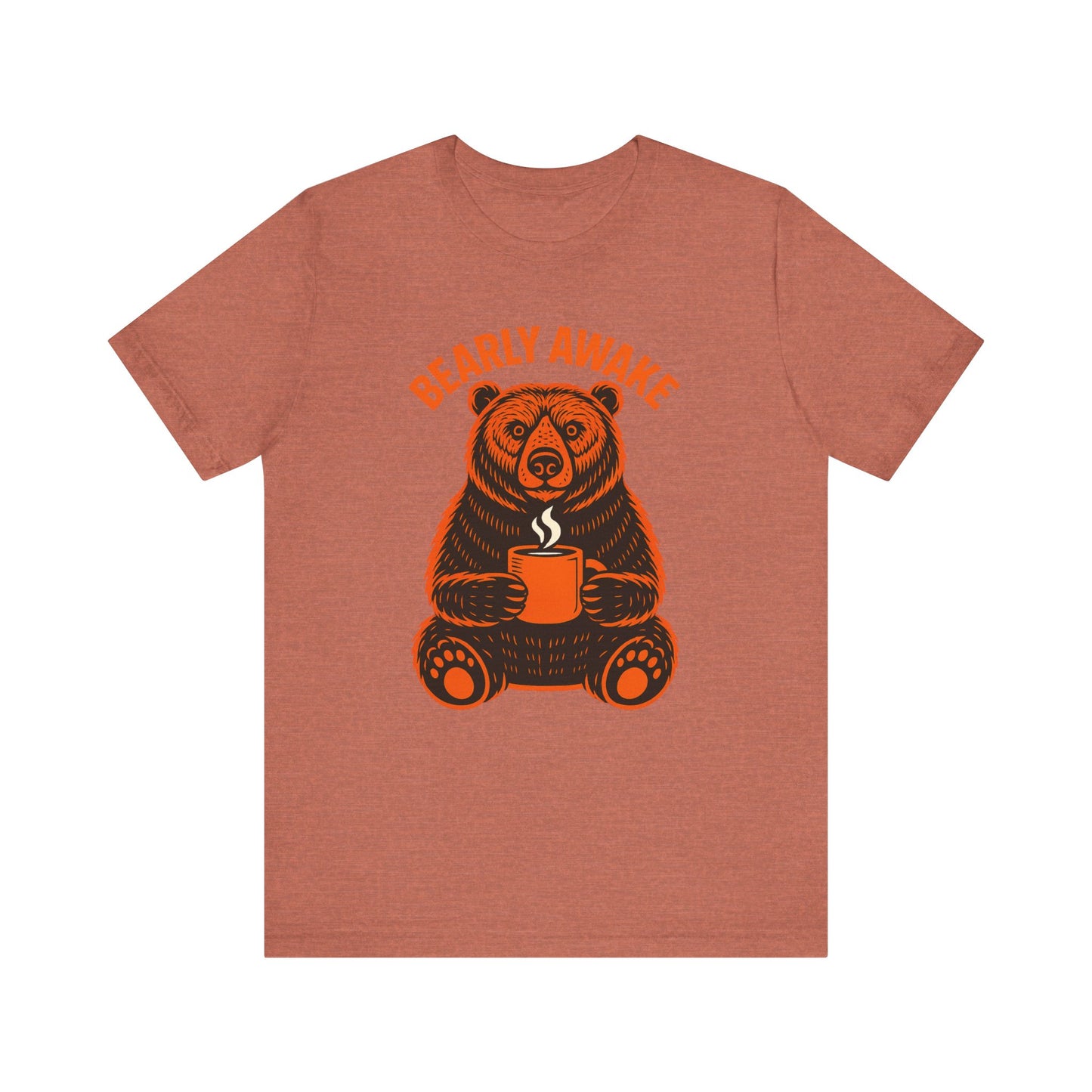 Coffee Lover Bear Tee, Cozy Casual T-Shirt, Perfect Gift for Coffee Enthusiasts, Daily Wear, Bearly Awake Design