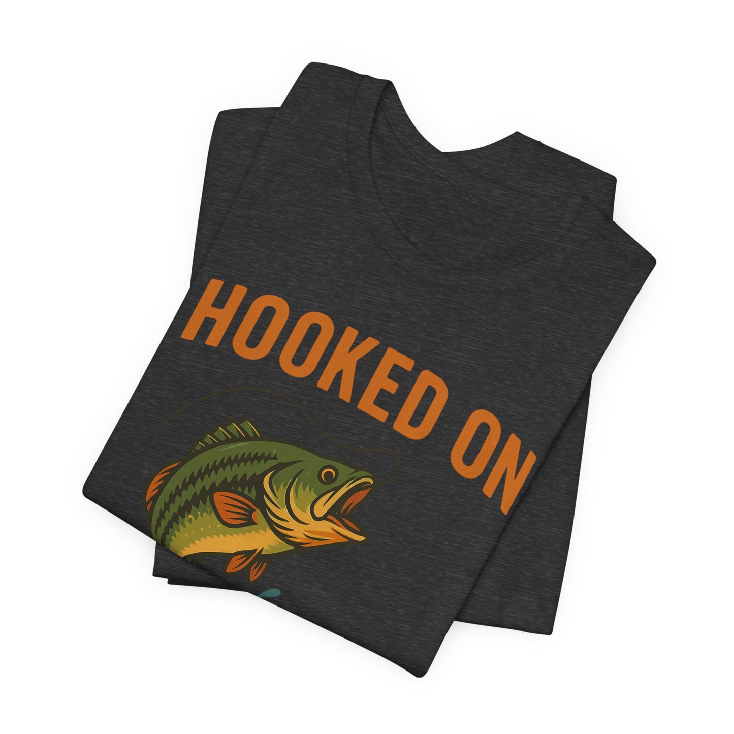 Hooked on Coffee Fishing Tee | Unisex Jersey Short Sleeve T-Shirt, Great for Outdoors, Gifts for Fishermen, Coffee Lovers, Casual Wear