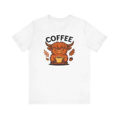 Coffee Lover’s Unisex Tee | Cute Cow Design | Perfect for Casual Gatherings, Birthdays, Coffee Lovers, Gifts