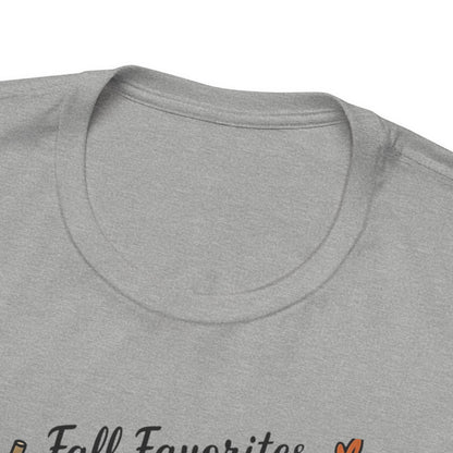 Cozy Fall Favorites Tee | Autumn Shirt, Pumpkin Coffee Top, Unisex Fall T-Shirt, Gift for Coffee Lovers, Seasonal Apparel