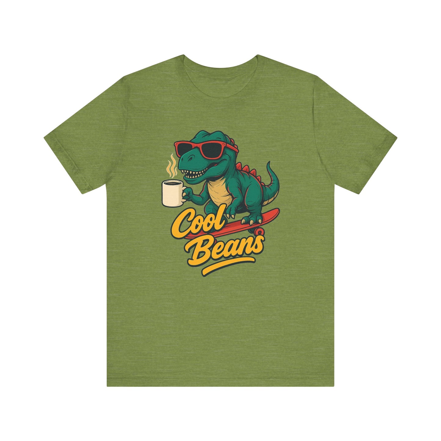 Cool Beans Dino Tee, Fun T-Shirt for Dinosaur Lovers, Casual Wear, Unique Gift Idea for Birthdays, Coffee Enthusiast Gift