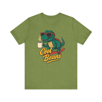 Cool Beans Dino Tee, Fun T-Shirt for Dinosaur Lovers, Casual Wear, Unique Gift Idea for Birthdays, Coffee Enthusiast Gift