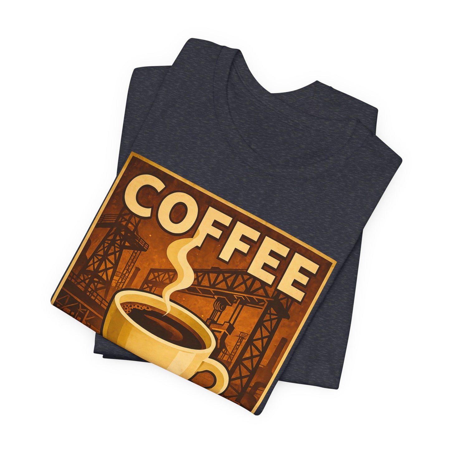 Steel Worker Coffee T-Shirt – Industrial Graphic Tee for Hardworking Coffee Fans