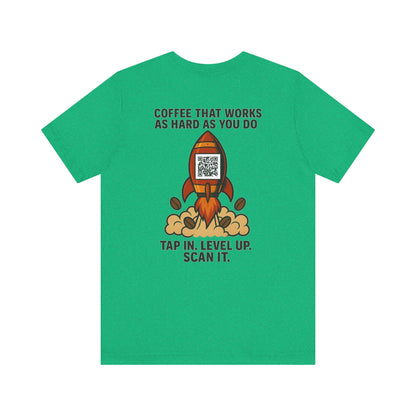 Coffee-Focused Promotional Rocket Tee, Motivational Shirt, Gift for Coffee Lovers, Fun Relaxed T-Shirt, Everyday Casual Wear